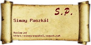Simay Paszkál névjegykártya